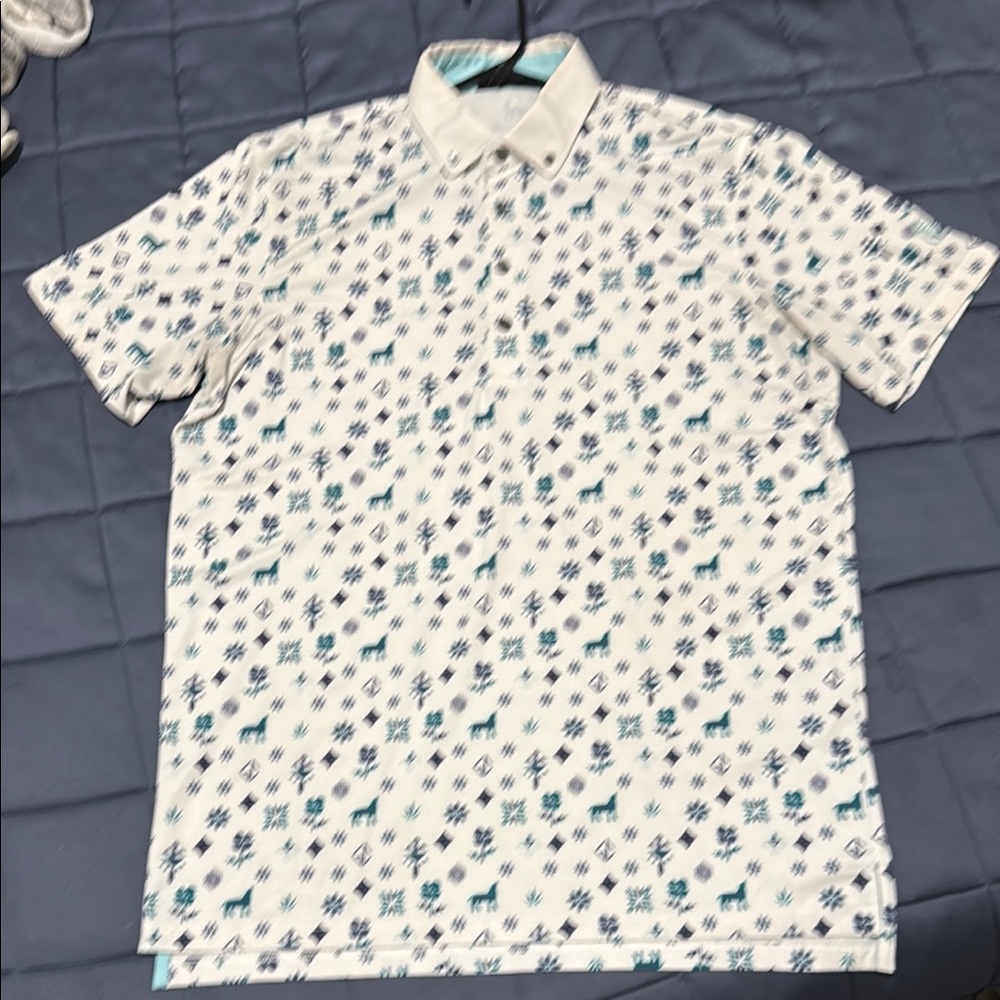 Greyson Polo Shirt White and Blue Modern Fit